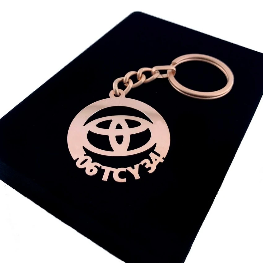 Toyota Anahtarlık - Metal Kişiye Özel Rose 24K Ayar Gerçek Altın Kaplama