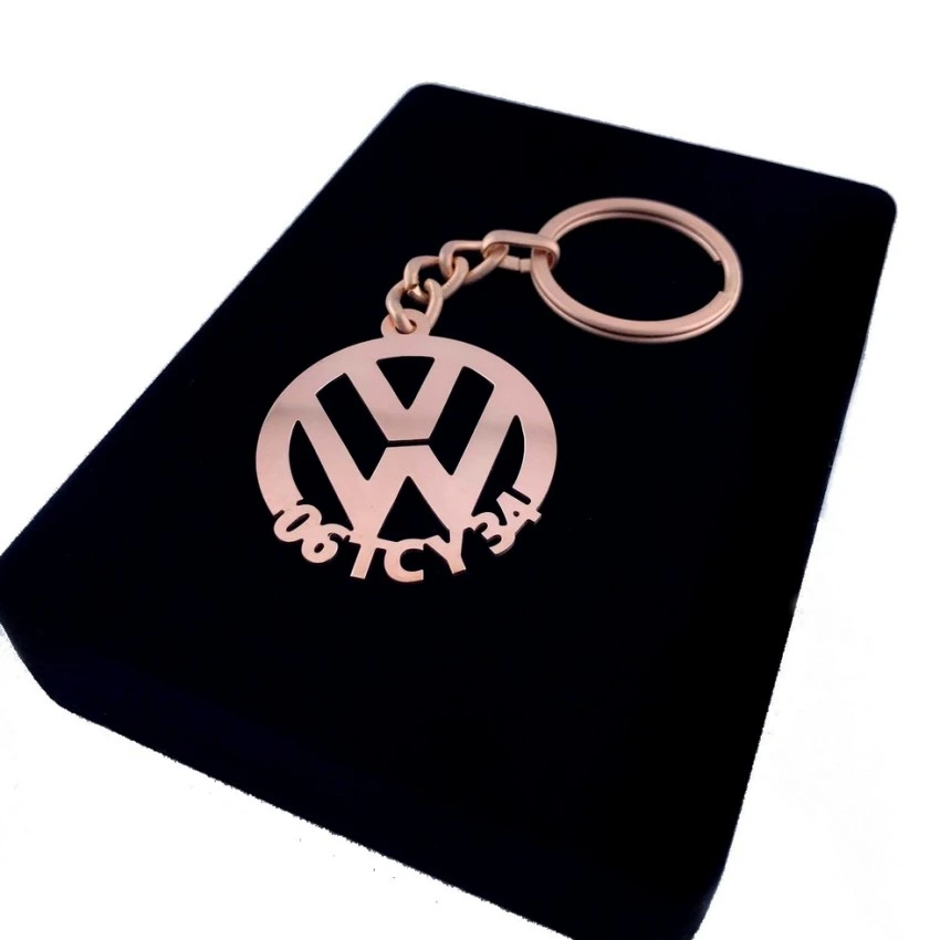 Volkwagen Anahtarlık - Metal Kişiye Özel Rose 24K Ayar Gerçek Altın Kaplama