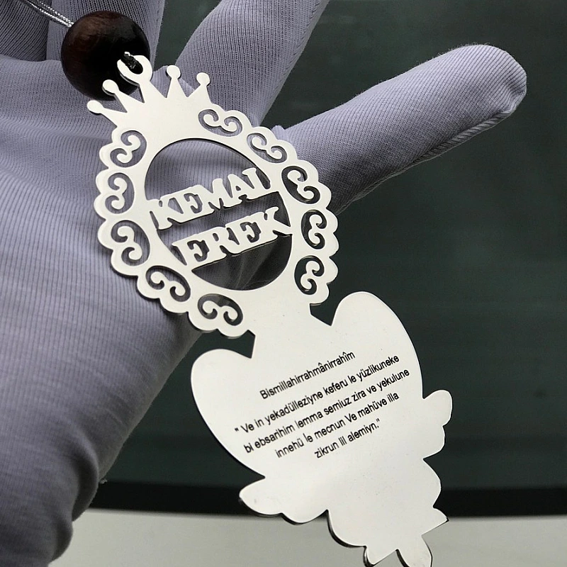 Kişiye Özel - Metal Alt Geniş Alanlı Araç Dikiz Ayna Süsü