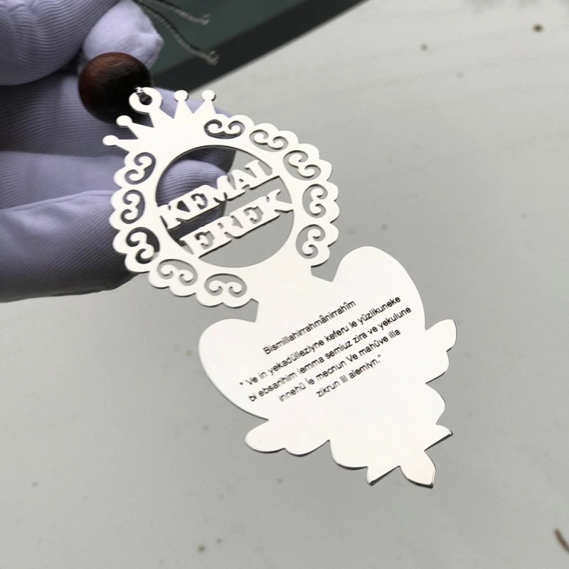 Kişiye Özel - Metal Alt Geniş Alanlı Araç Dikiz Ayna Süsü