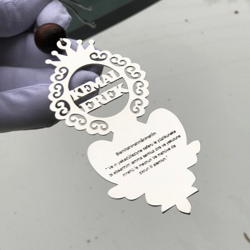 Kişiye Özel - Metal Alt Geniş Alanlı Araç Dikiz Ayna Süsü