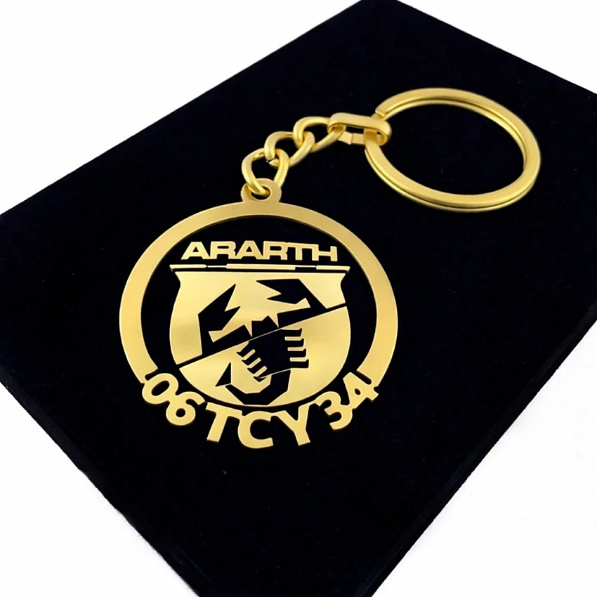 Abarth Anahtarlık - Metal Kişiye Özel Gold 24K Ayar Gerçek Altın Kaplama
