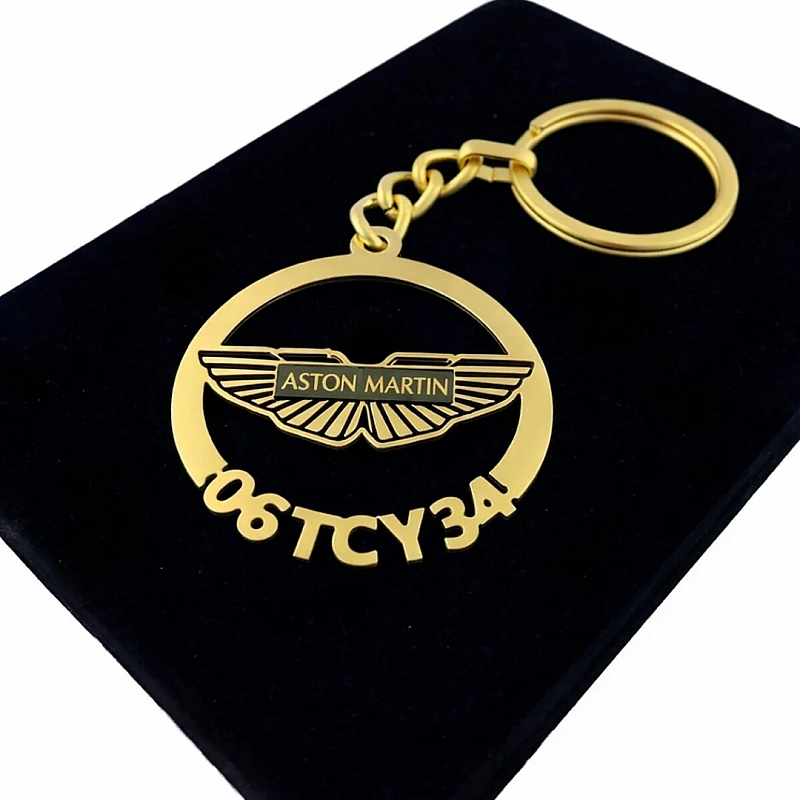 Aston Martin Anahtarlık - Metal Kişiye Özel Gold 24K Ayar Gerçek Altın Kaplama