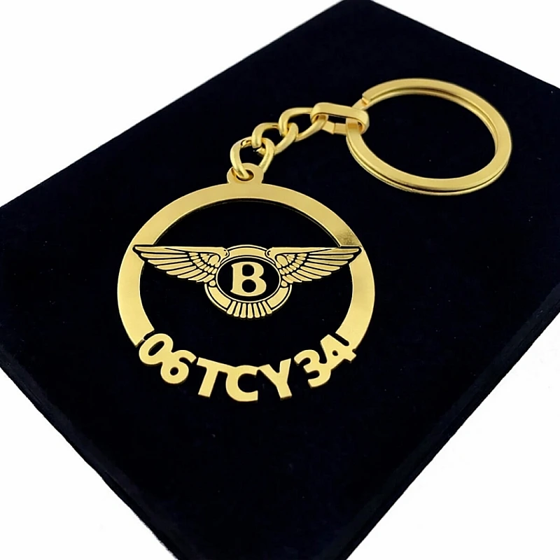 Bentley Anahtarlık - Metal Kişiye Özel Gold 24K Ayar Gerçek Altın Kaplama