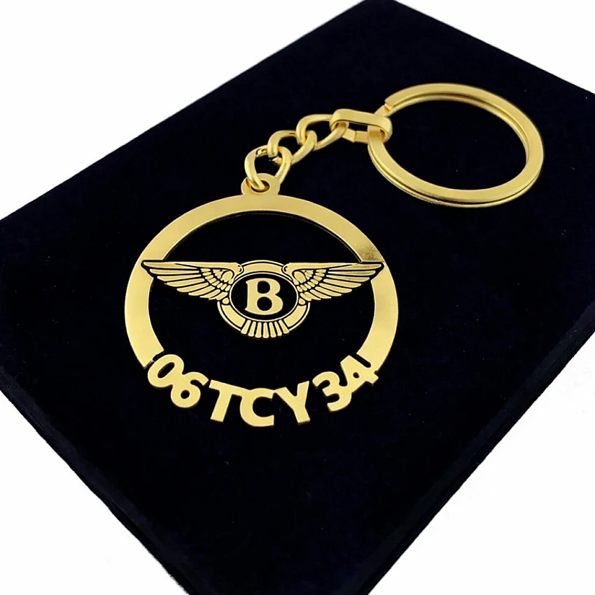 Bentley Anahtarlık - Metal Kişiye Özel Gold 24K Ayar Gerçek Altın Kaplama