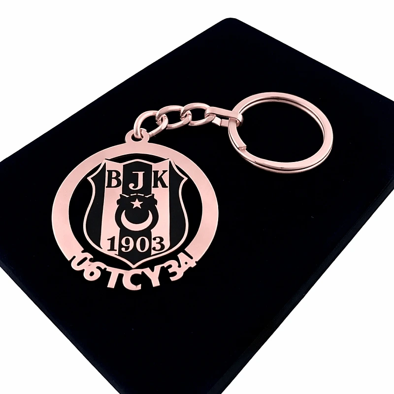 Beşiktaş Anahtarlık - Metal Kişiye Özel Rose 24K Ayar Gerçek Altın Kaplama