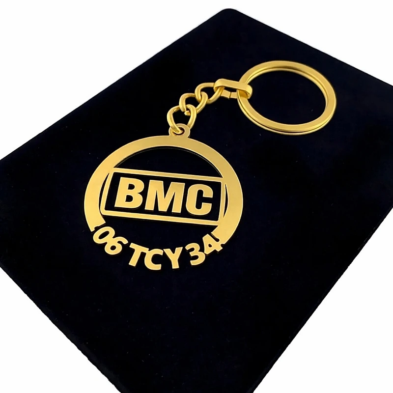 Bmc Romeo Anahtarlık - Metal Kişiye Özel Gold 24K Ayar Gerçek Altın Kaplama
