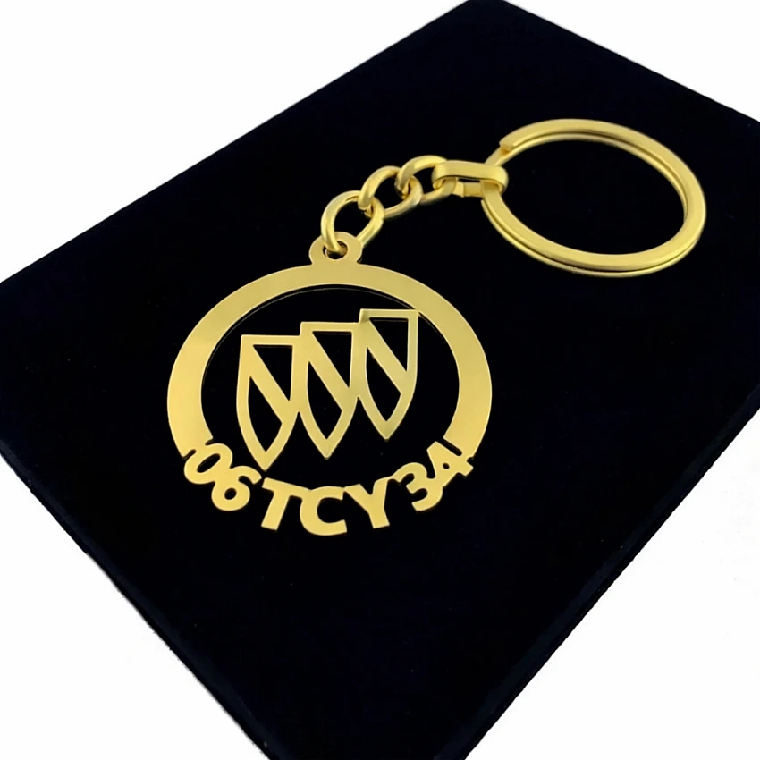 Buick Anahtarlık - Metal Kişiye Özel Gold 24K Ayar Gerçek Altın Kaplama