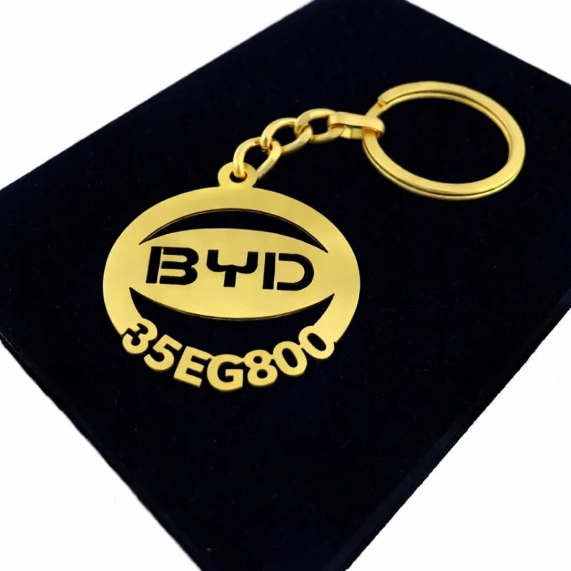 Byd Anahtarlık - Metal Kişiye Özel Gold 24K Ayar Gerçek Altın Kaplama