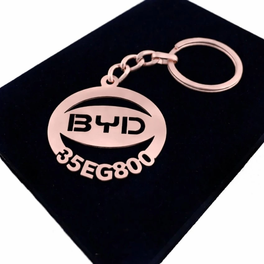 Byd Anahtarlık - Metal Kişiye Özel Rose 24K Ayar Gerçek Altın Kaplama