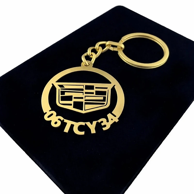 Cadillac Anahtarlık - Metal Kişiye Özel Gold 24K Ayar Gerçek Altın Kaplama