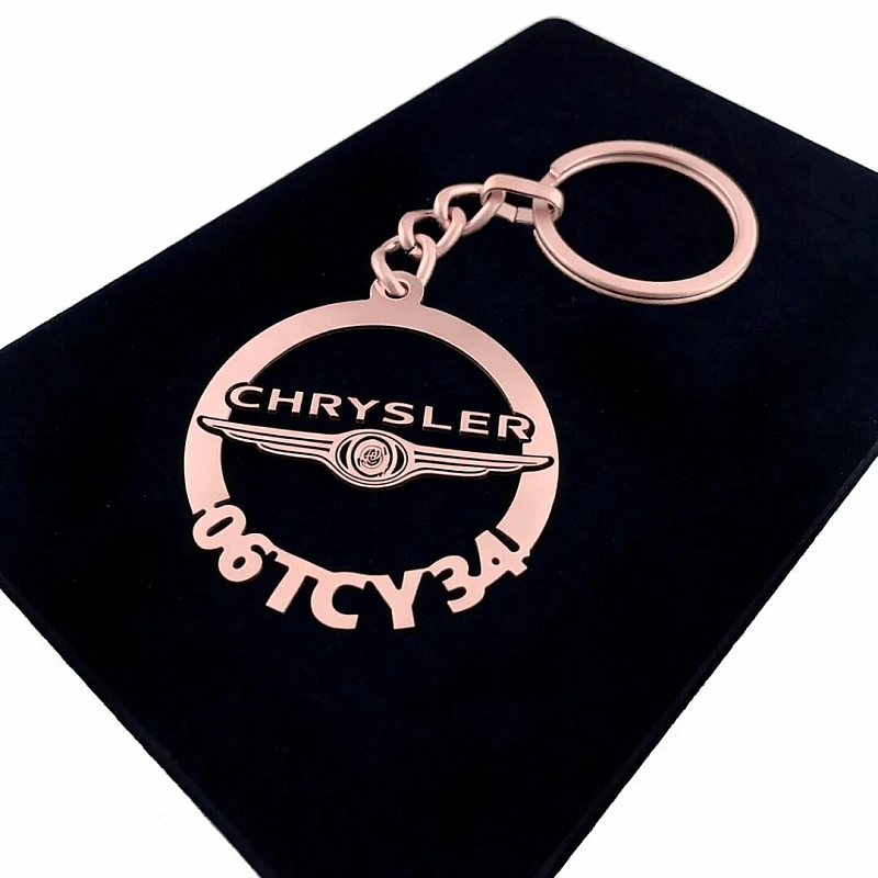 Chrysler Anahtarlık - Metal Kişiye Özel Rose 24K Ayar Gerçek Altın Kaplama