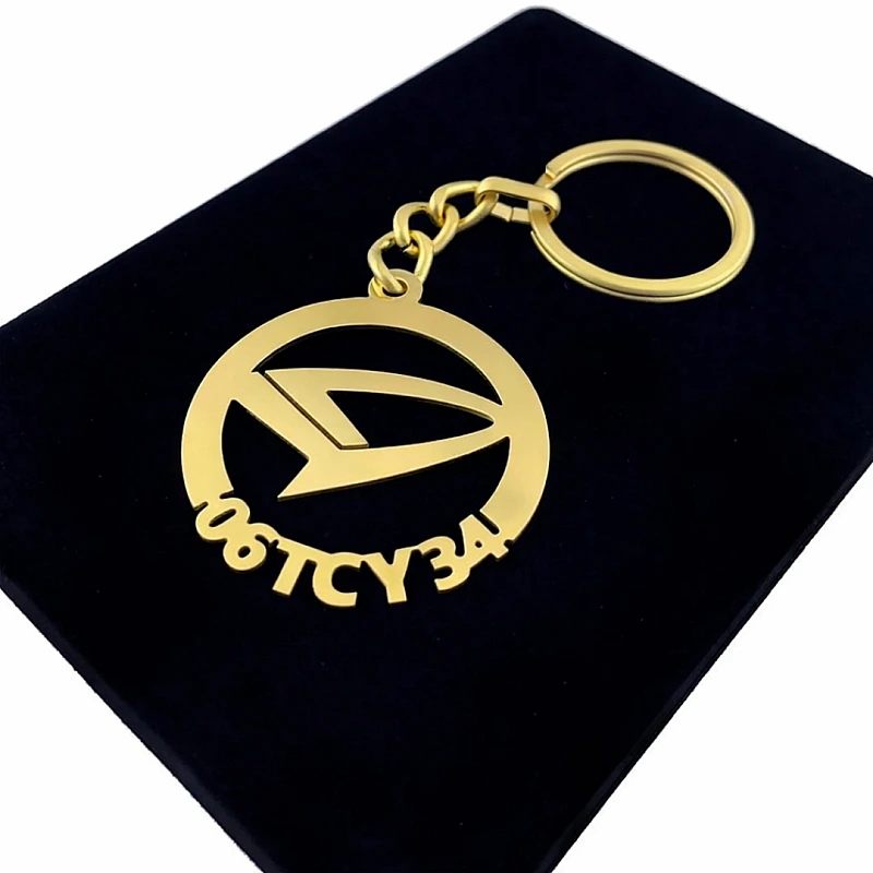 Daihatsu Anahtarlık - Metal Kişiye Özel Gold 24K Ayar Gerçek Altın Kaplama