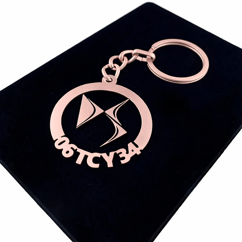 DS Automobiles Anahtarlık - Metal Kişiye Özel Rose 24K Ayar Gerçek Altın Kaplama