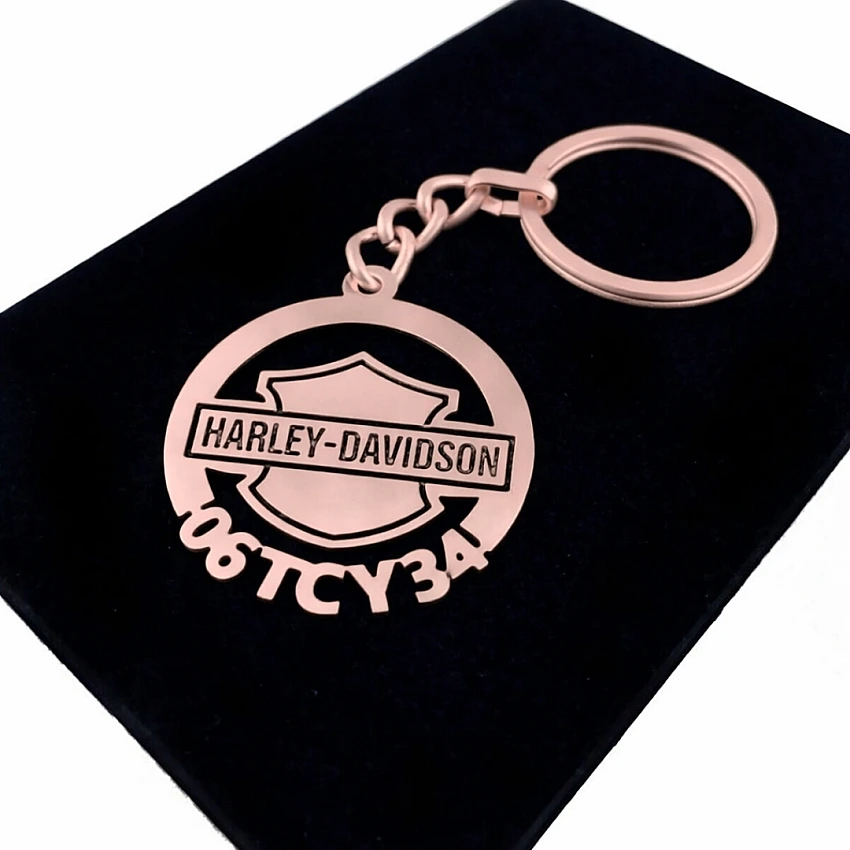 Harley Davidson Anahtarlık - Metal Kişiye Özel Rose 24K Ayar Gerçek Altın Kaplama