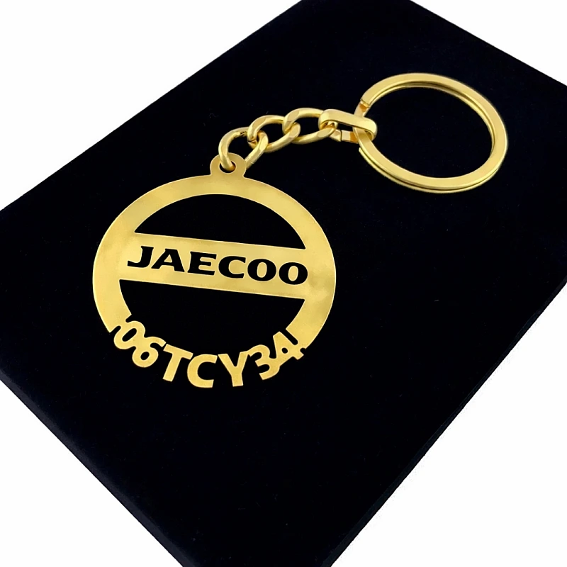 Jaecoo Anahtarlık - Metal Kişiye Özel Gold 24K Ayar Gerçek Altın Kaplama