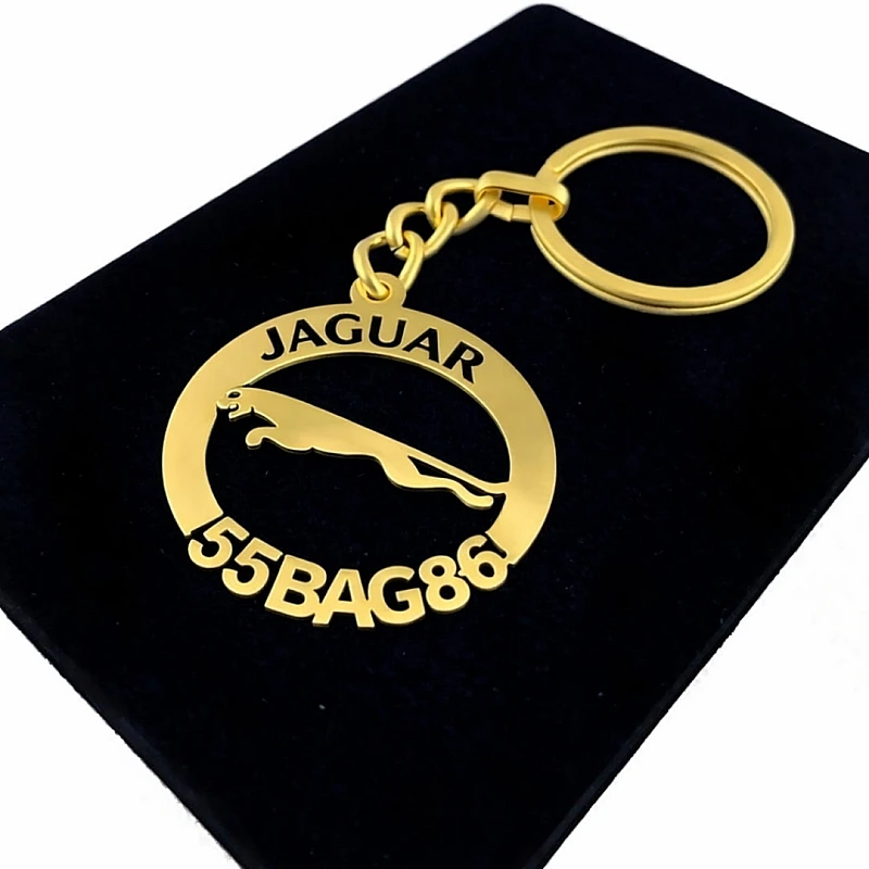 Jaguar Anahtarlık - Metal Kişiye Özel Gold 24K Ayar Gerçek Altın Kaplama