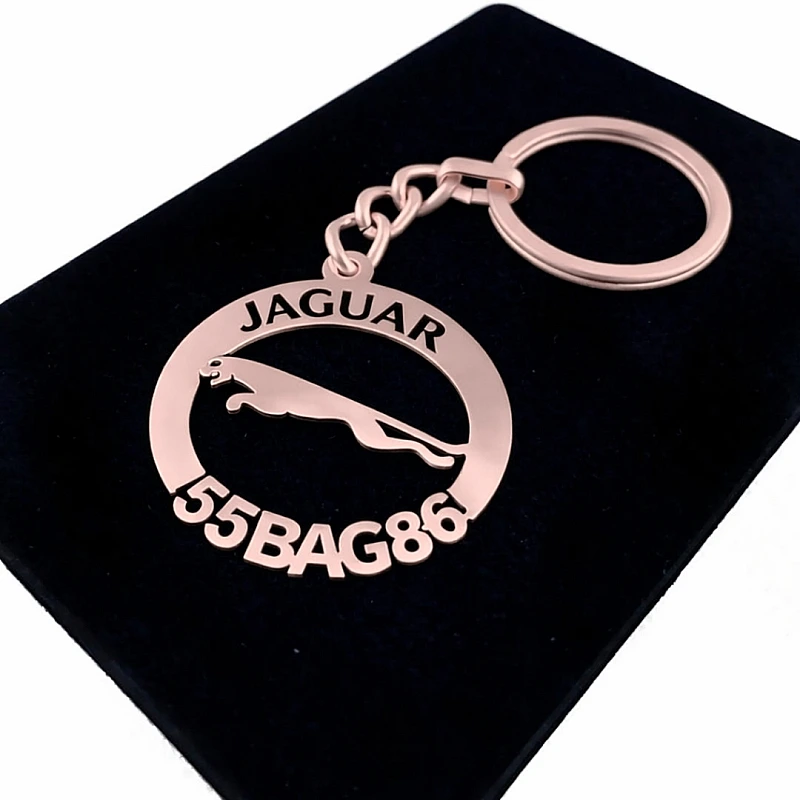 Jaguar Anahtarlık - Metal Kişiye Özel Rose 24K Ayar Gerçek Altın Kaplama