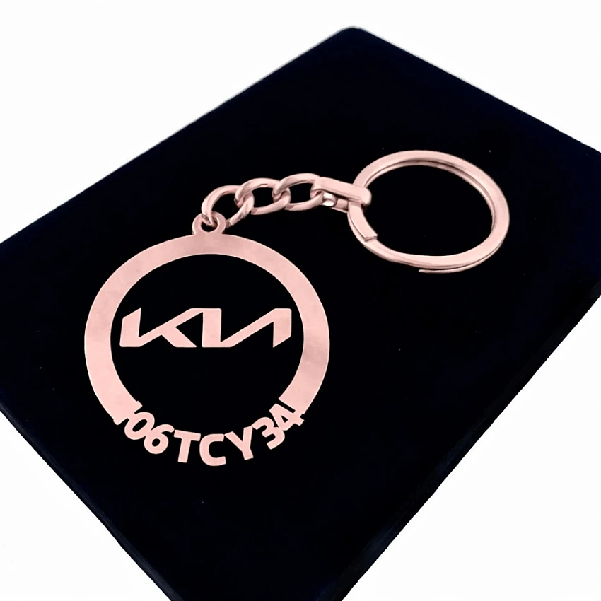 KIA Yeni Anahtarlık - Metal Kişiye Özel Rose 24K Ayar Gerçek Altın Kaplama