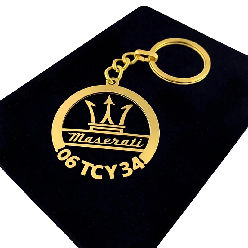 Maserati Anahtarlık - Metal Kişiye Özel Gold 24K Ayar Gerçek Altın Kaplama