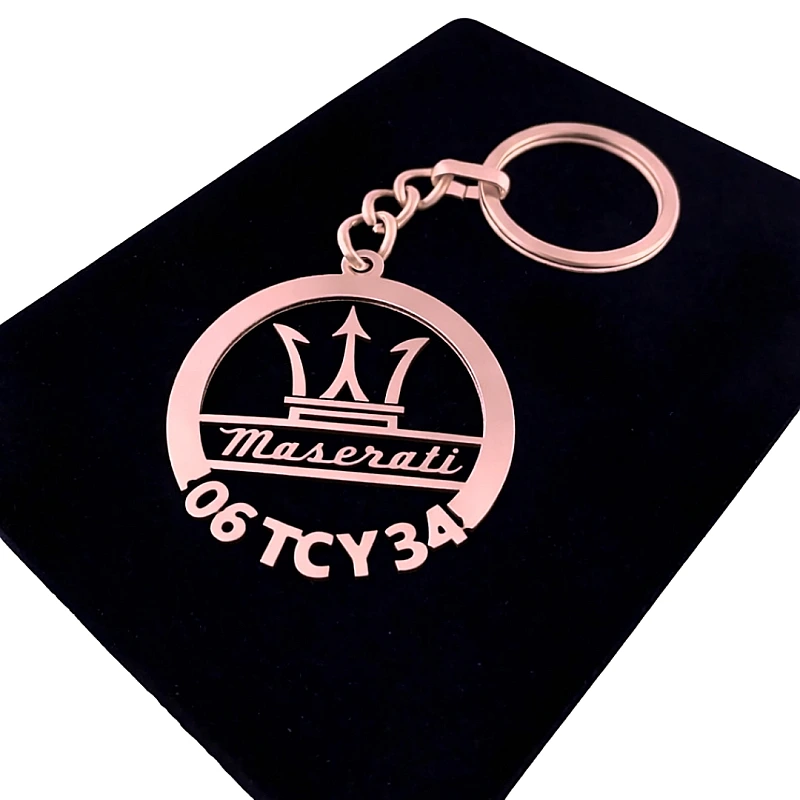 Maserati Anahtarlık - Metal Kişiye Özel Rose 24K Ayar Gerçek Altın Kaplama