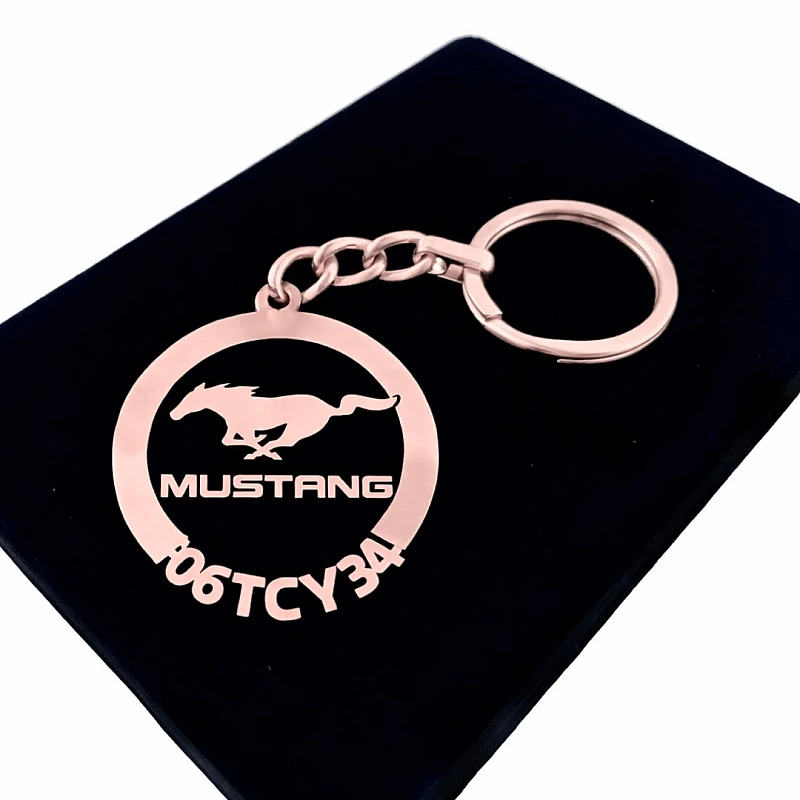 Mustang Anahtarlık - Metal Kişiye Özel Rose 24K Ayar Gerçek Altın Kaplama