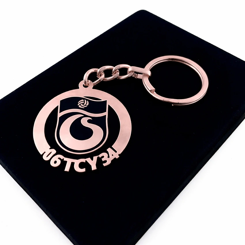 Trabzonspor Anahtarlık - Metal Kişiye Özel Rose 24K Ayar Gerçek Altın Kaplama