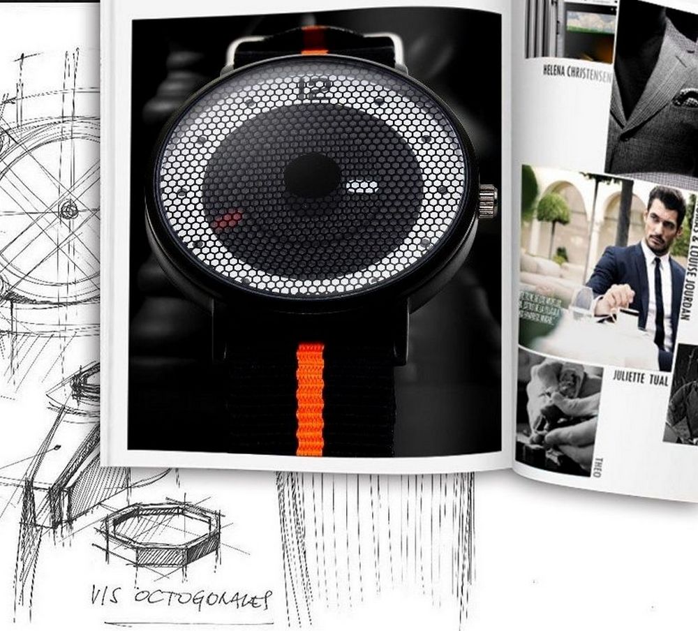 Cool Watch Saat - Siyah Kasa - Siyah Turuncu Şerit Kordon Cool Fashion Unisex