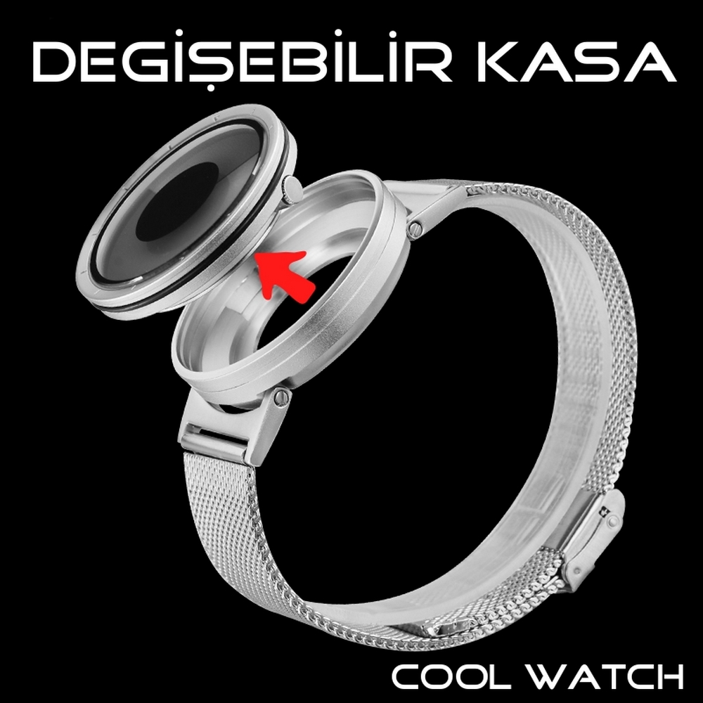 Cool Watch Saat - Siyah Kasa - Siyah Kordon CooL Galaxy Mix Sarı Yeşil Ekran Unisex