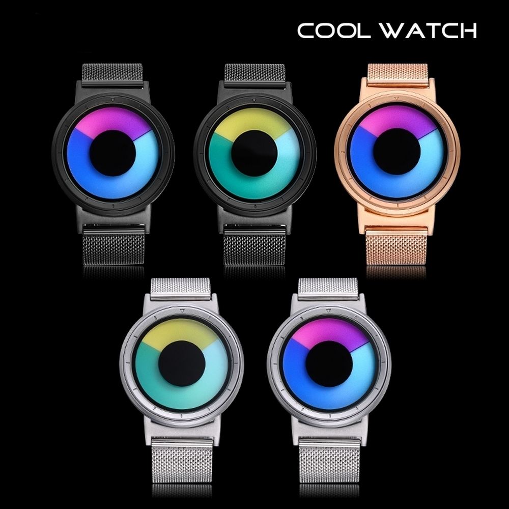 Cool Watch Saat - Siyah Kasa - Siyah Kordon CooL Galaxy Mix Sarı Yeşil Ekran Unisex