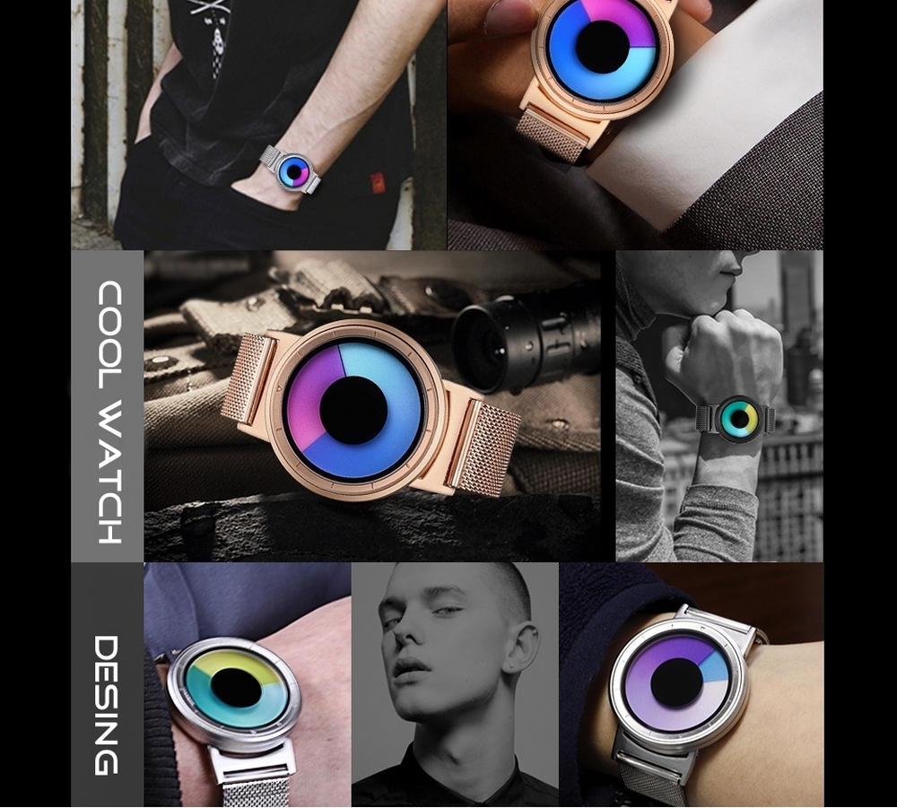 Cool Watch Saat - Siyah Kasa - Siyah Kordon CooL Galaxy Mix Sarı Yeşil Ekran Unisex