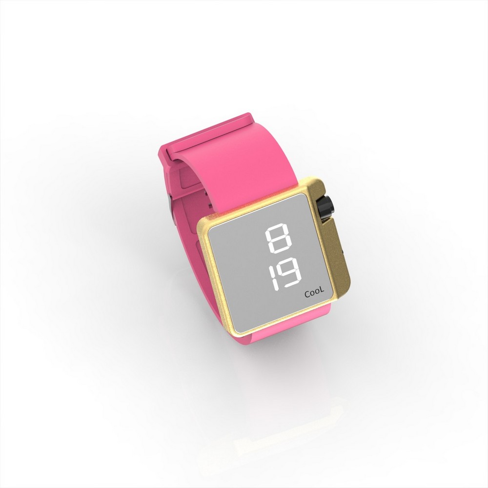 Cool Watch Saat - Gold Edition - Pembe Kayış Unisex