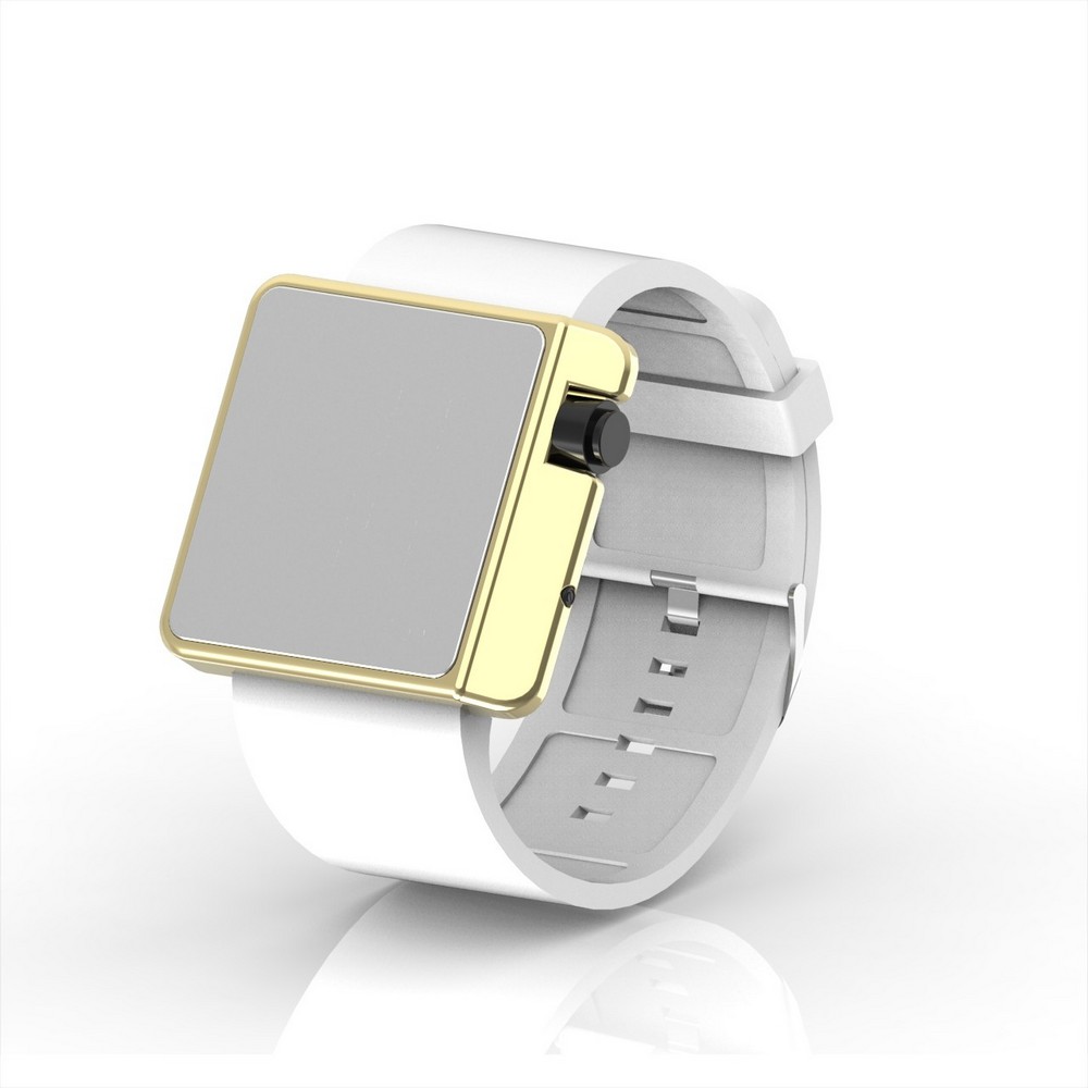 Cool Watch Saat - Gold Shiny Led Edition - Beyaz Kayış Unisex