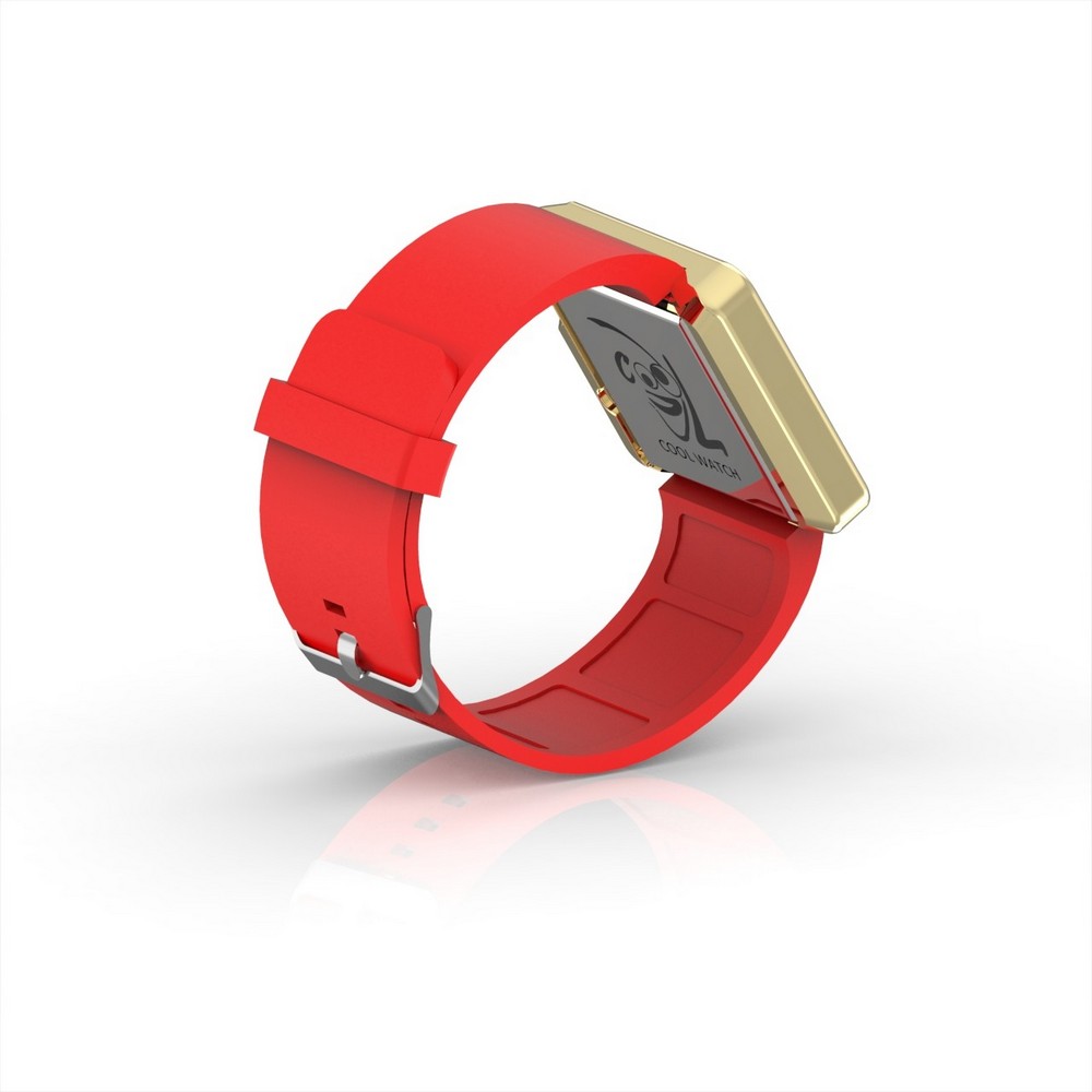 Cool Watch Saat - Gold Shiny Led Edition - Kırmızı Kayış Unisex