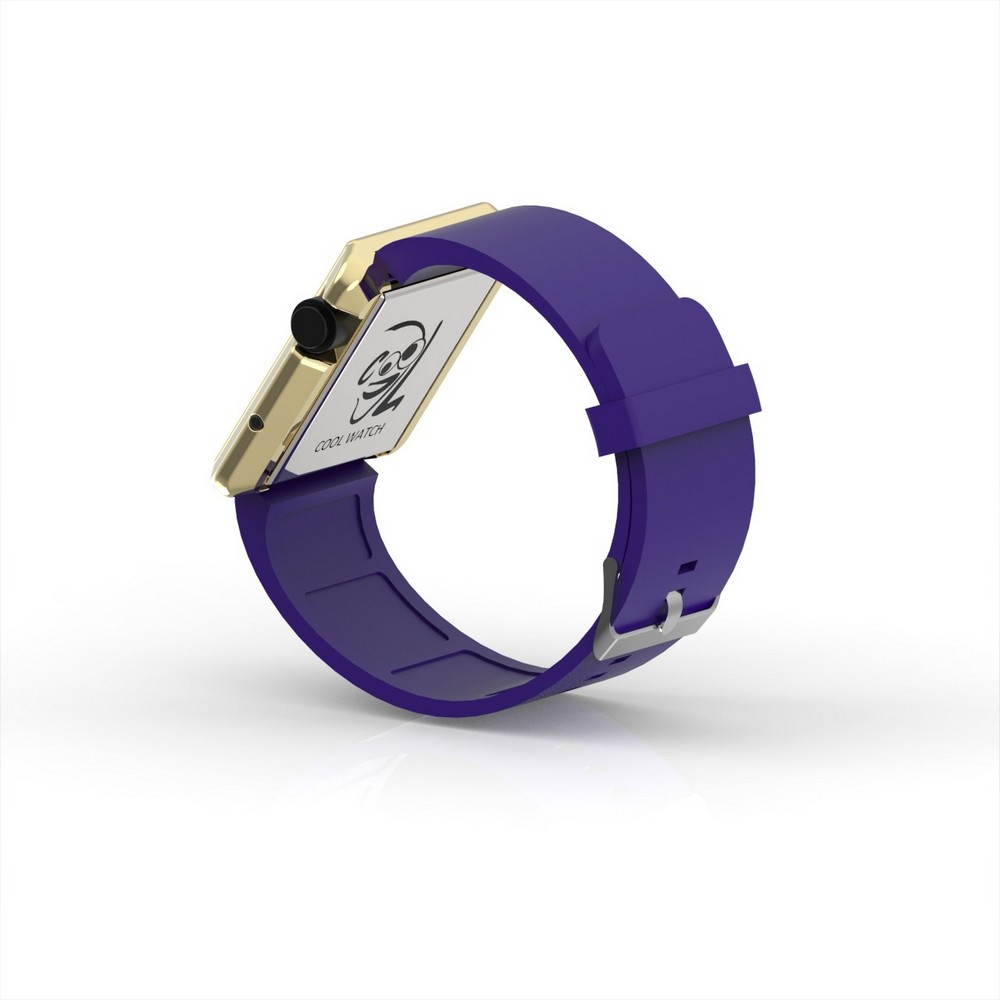Cool Watch Saat - Gold Shiny Led Edition - Mor Kayış Unisex