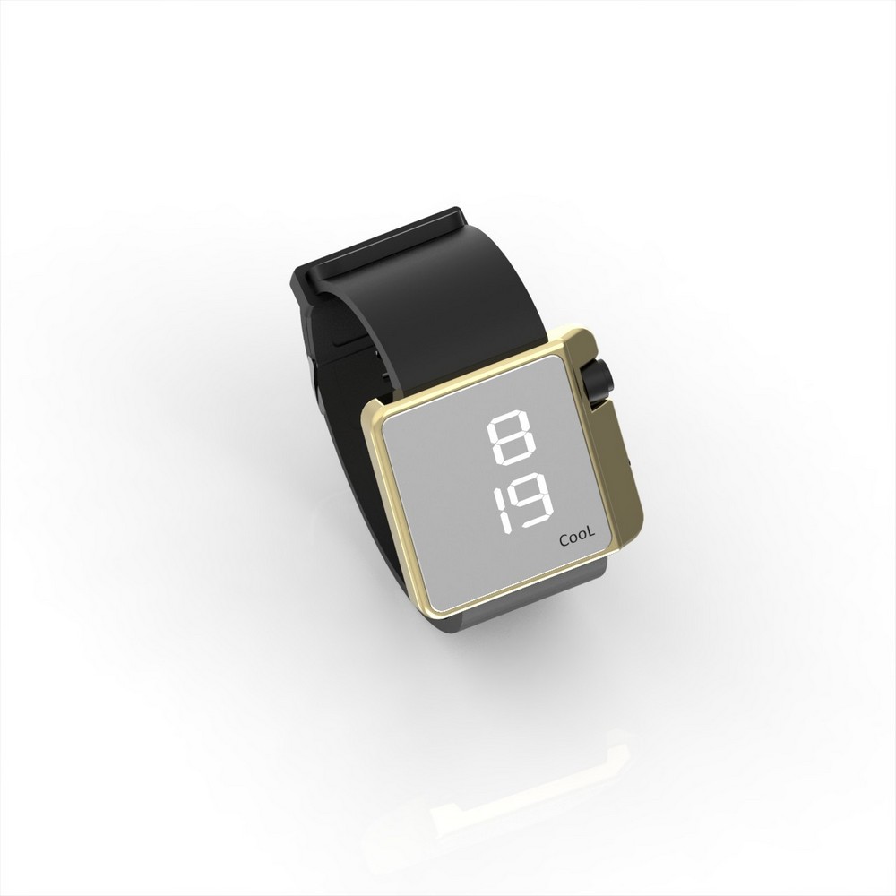 Cool Watch Saat - Gold Shiny Led Edition - Siyah Kayış Unisex