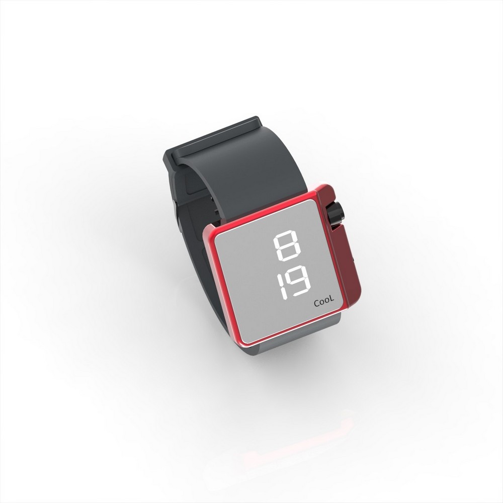 Cool Watch Saat - Kırmızı Edition - Gri Kayış Unisex