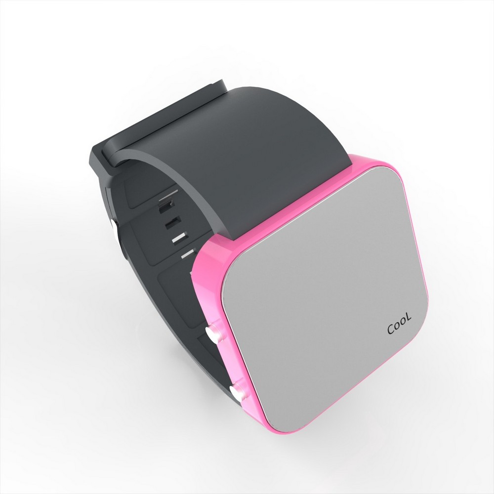 Cool Watch Saat - Pembe Led Kasa - Gri Kayış Unisex