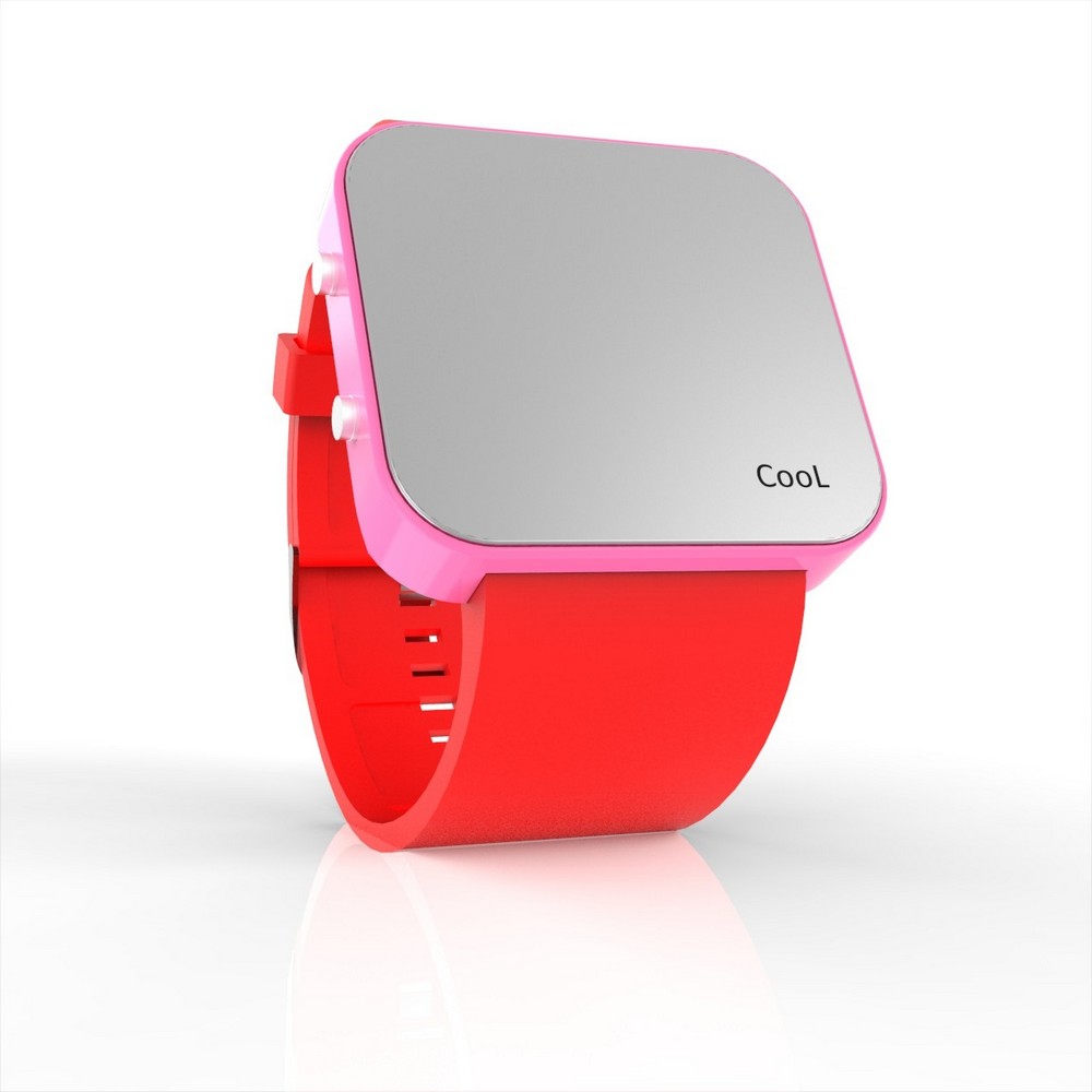 Cool Watch Saat - Pembe Led Kasa - Kırmızı Kayış Unisex