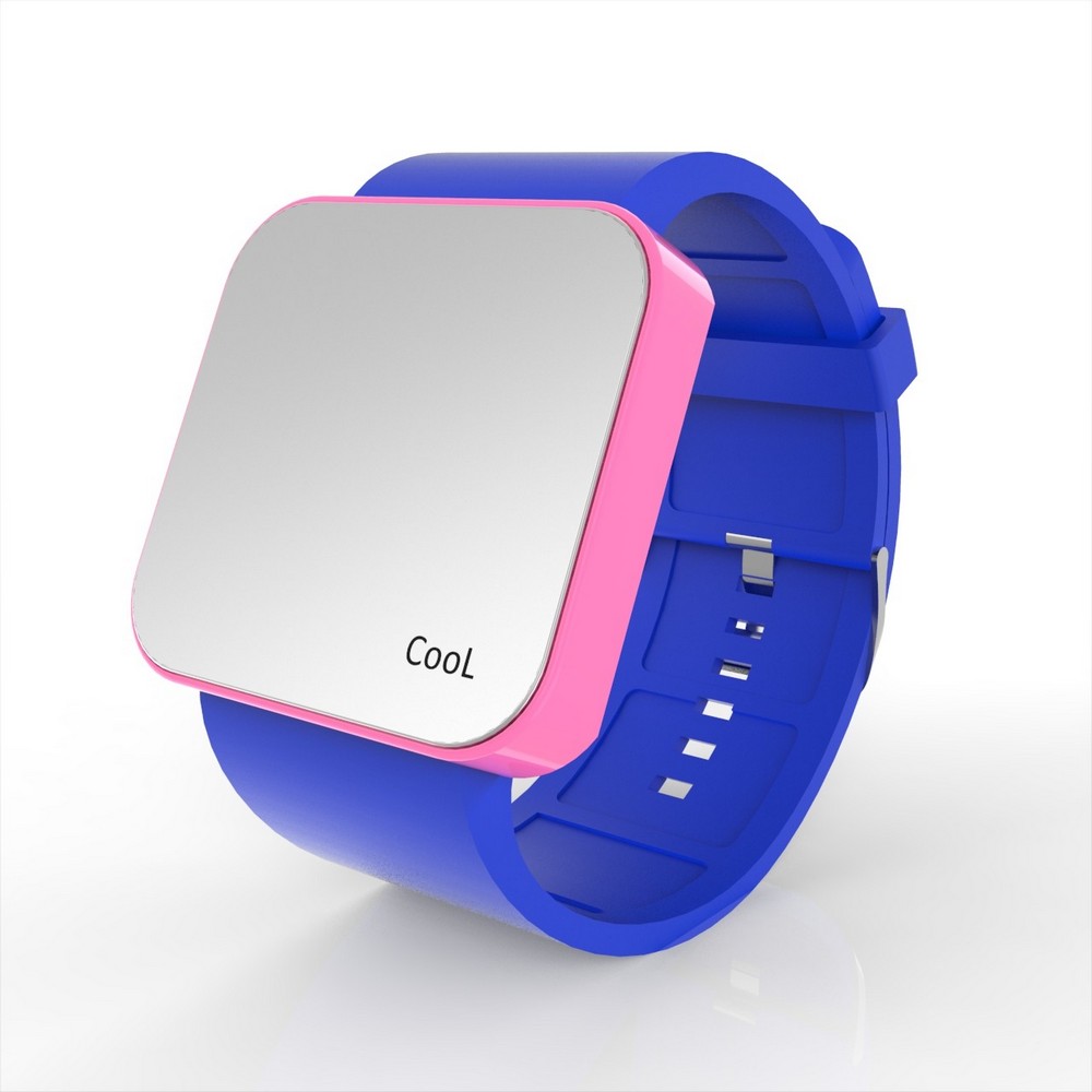 Cool Watch Saat - Pembe Led Kasa - Mavi Kayış Unisex