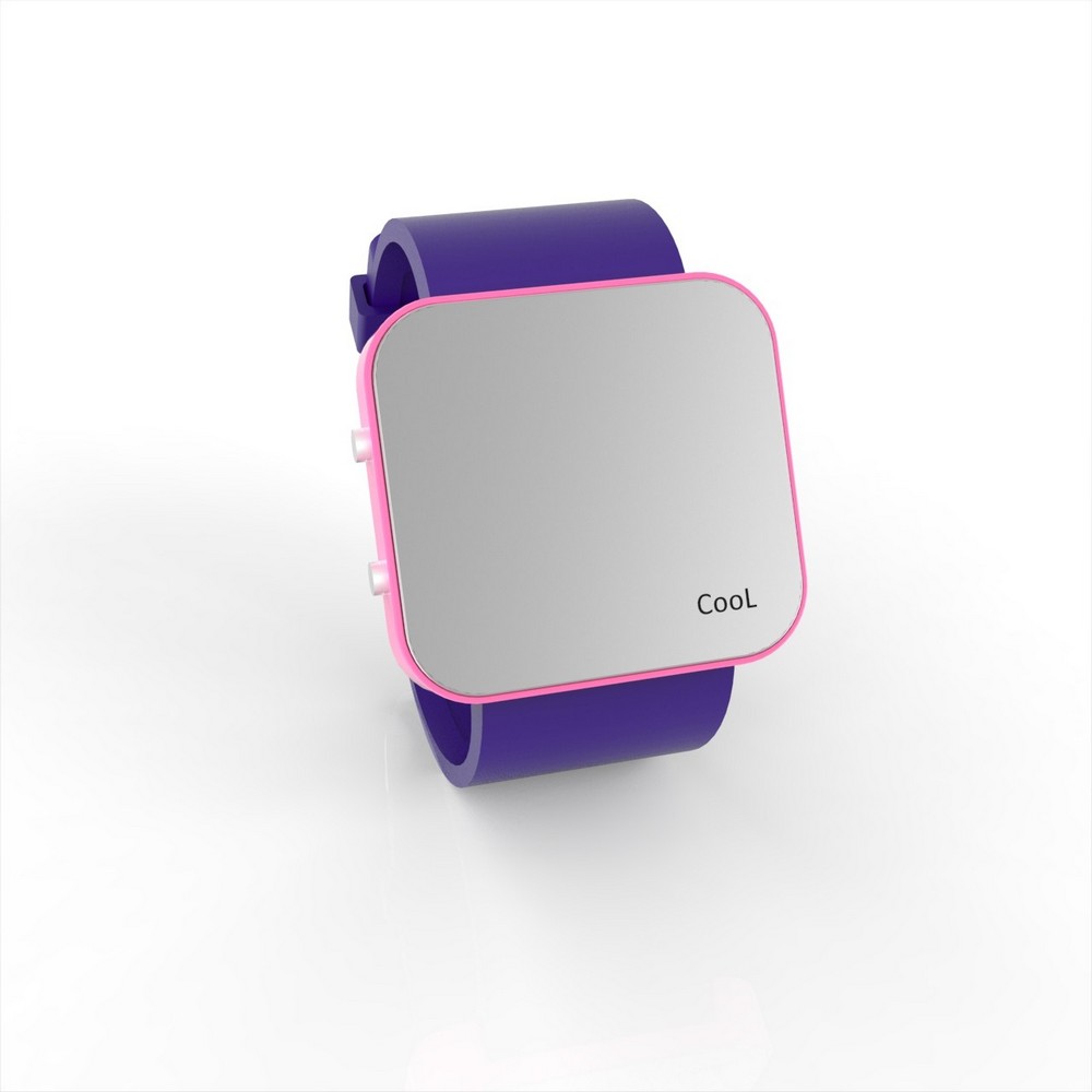 Cool Watch Saat - Pembe Led Kasa - Mor Kayış Unisex