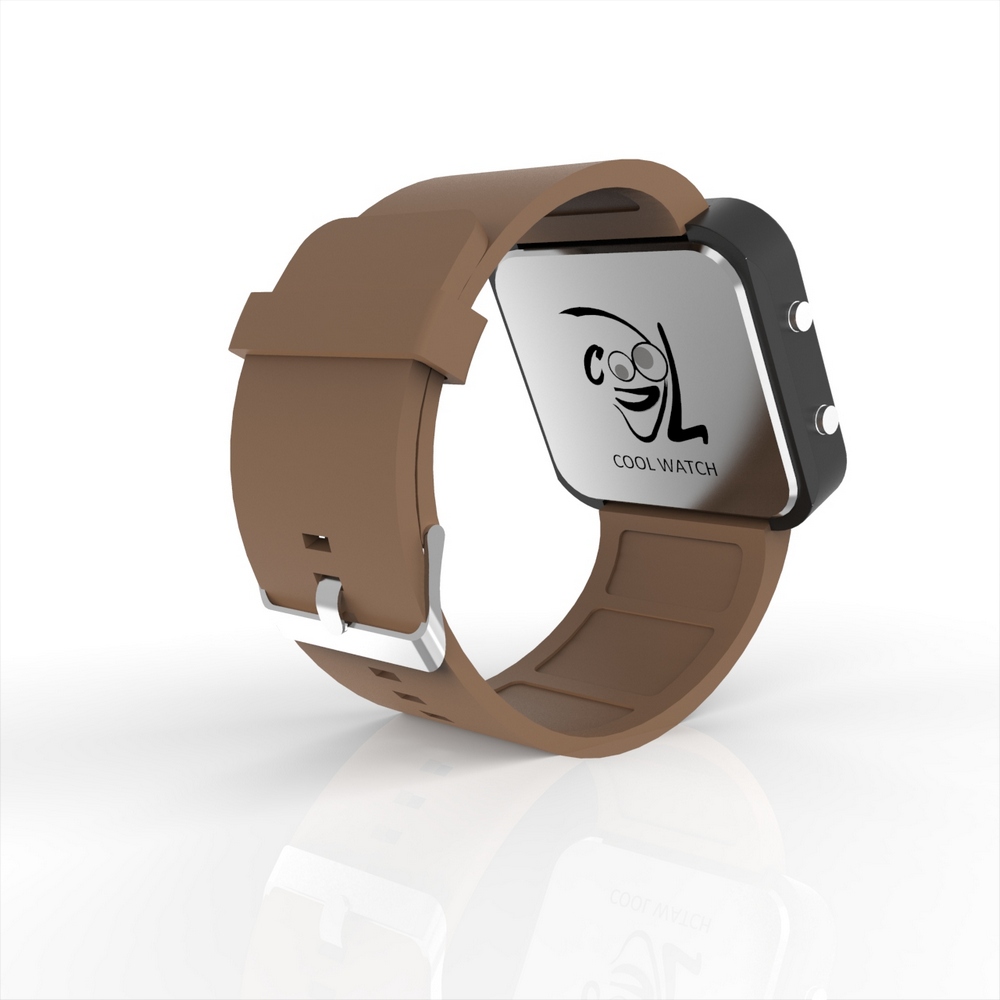 Cool Watch Saat - Siyah Led Kasa - Kahverengi Kayış Unisex