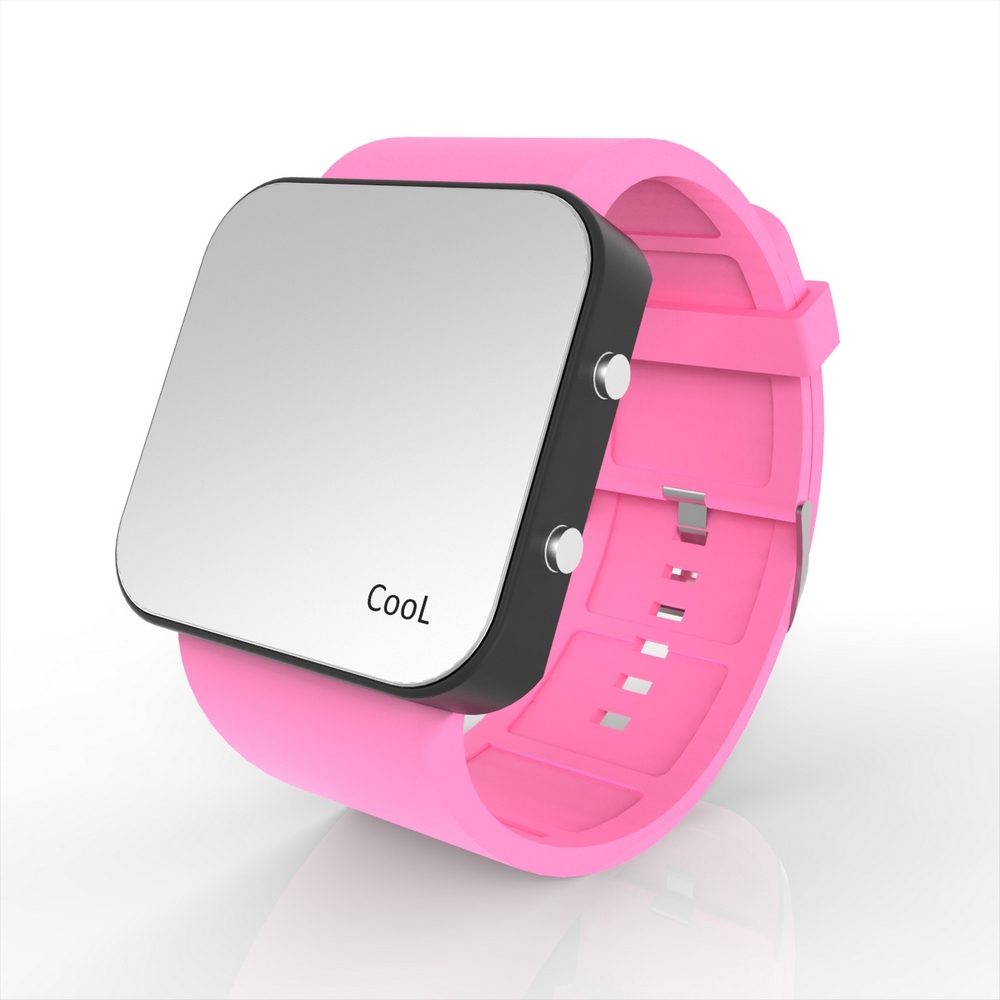 Cool Watch Saat - Siyah Led Kasa - Pembe Kayış Unisex