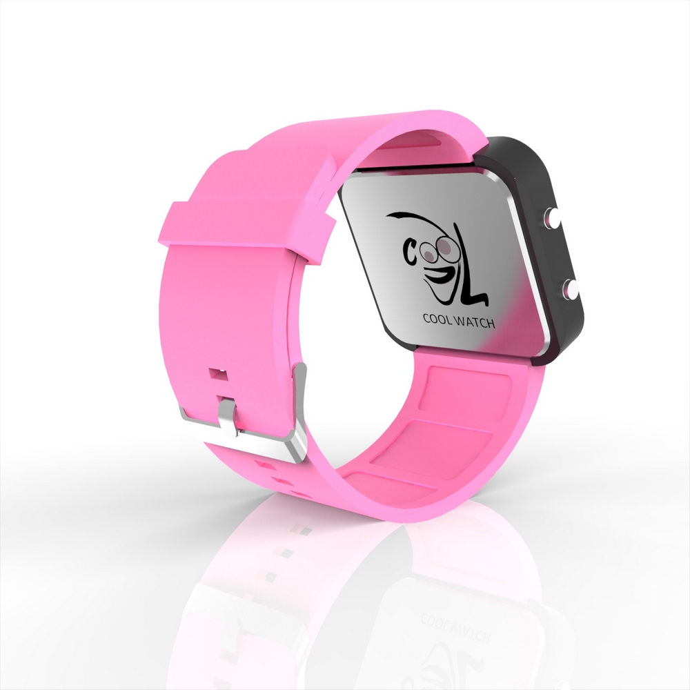 Cool Watch Saat - Siyah Led Kasa - Pembe Kayış Unisex