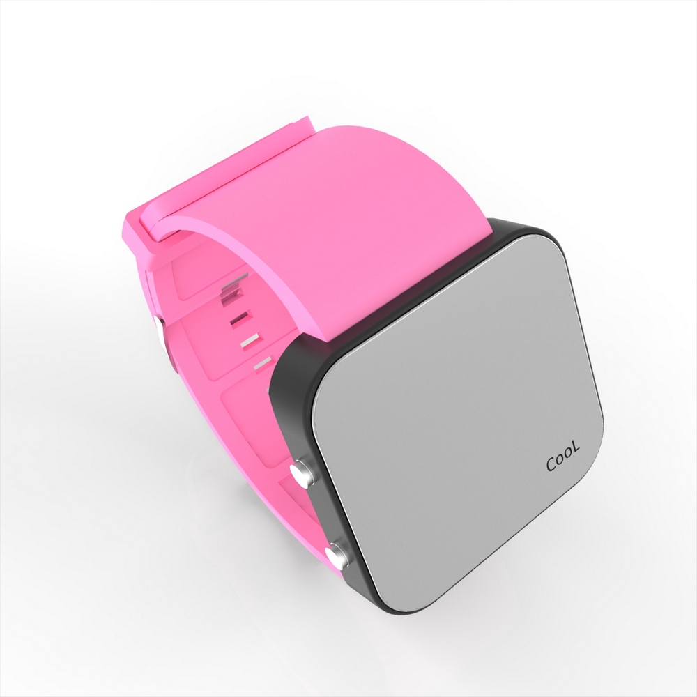 Cool Watch Saat - Siyah Led Kasa - Pembe Kayış Unisex