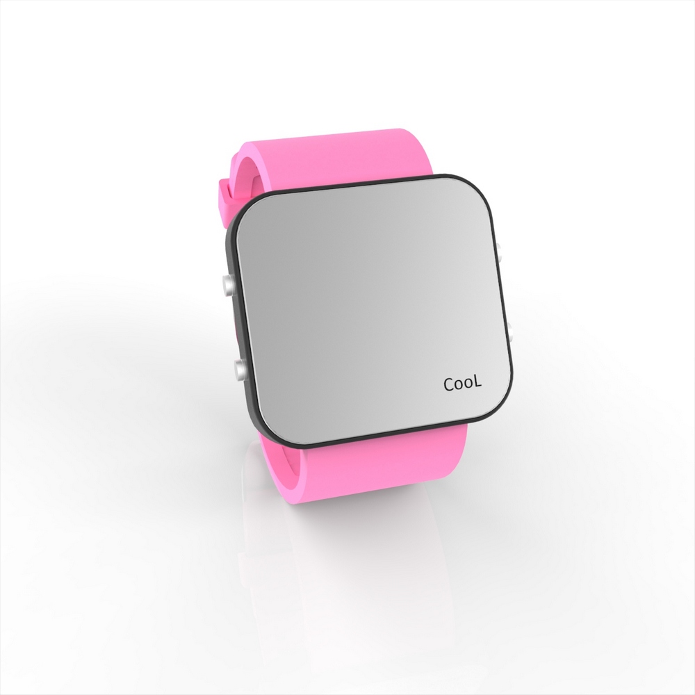 Cool Watch Saat - Siyah Led Kasa - Pembe Kayış Unisex