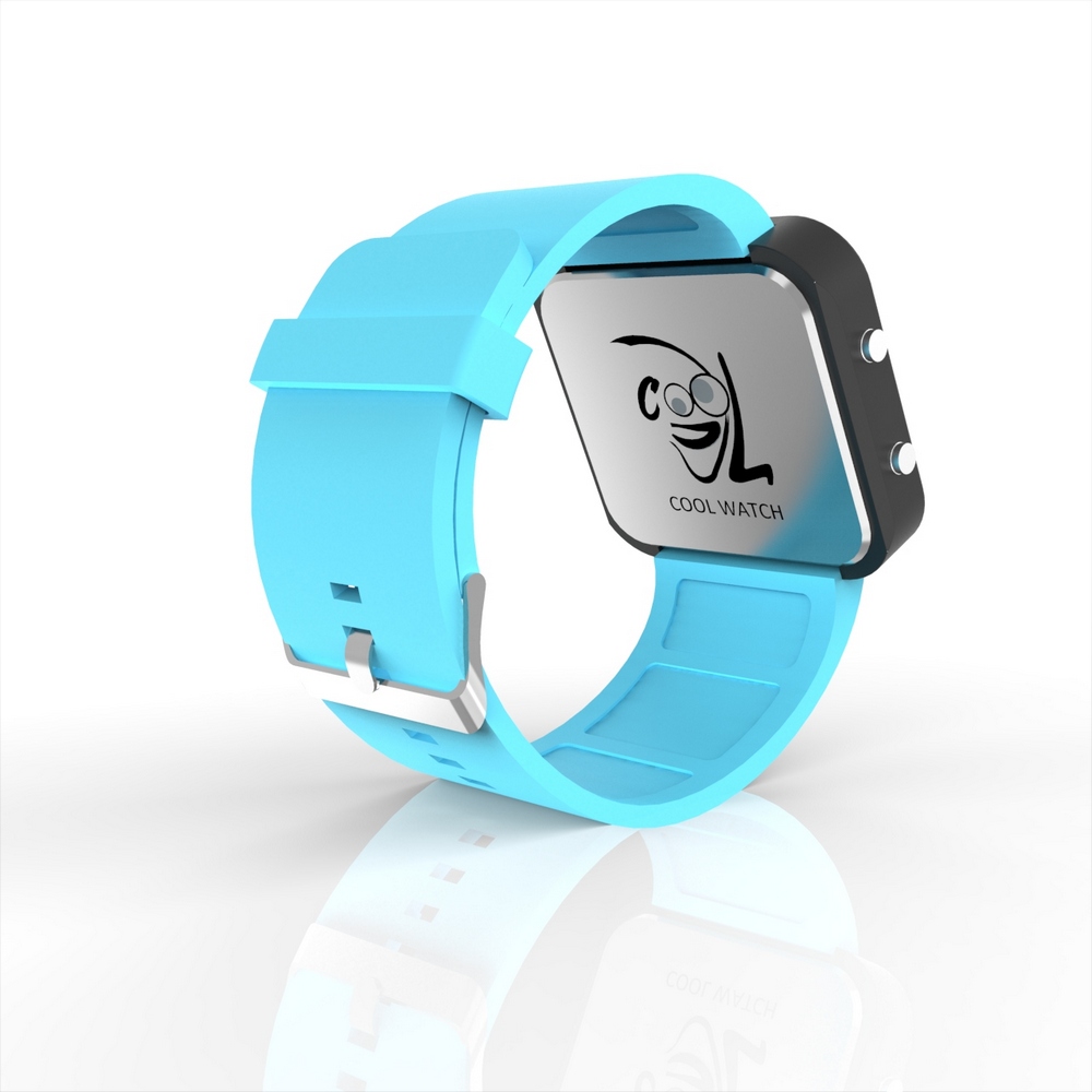 Cool Watch Saat - Siyah Led Kasa - Turkuaz Kayış Unisex