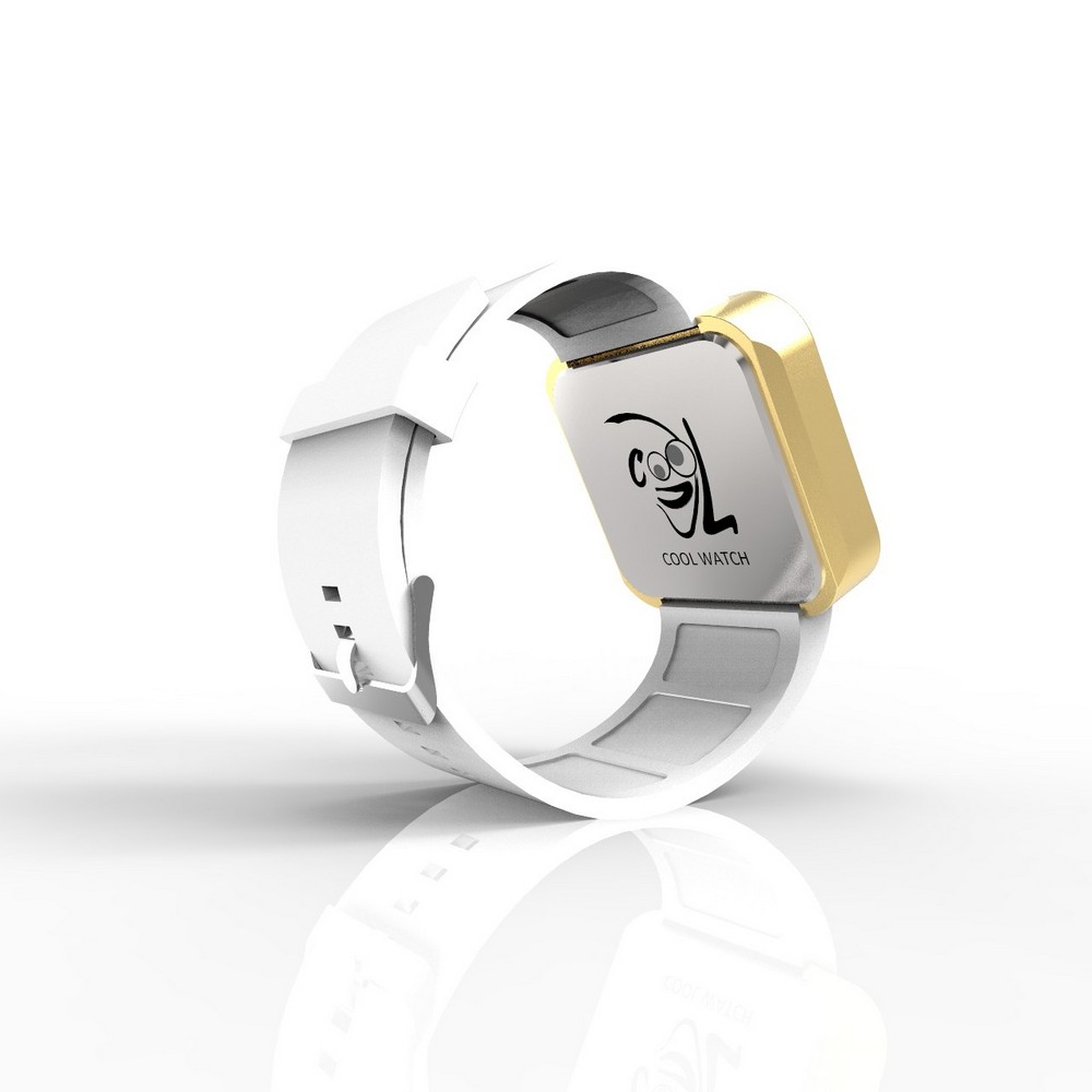 Cool Watch Saat - Gold Mat Dokunmatik Kasa - Beyaz Kayış Unisex