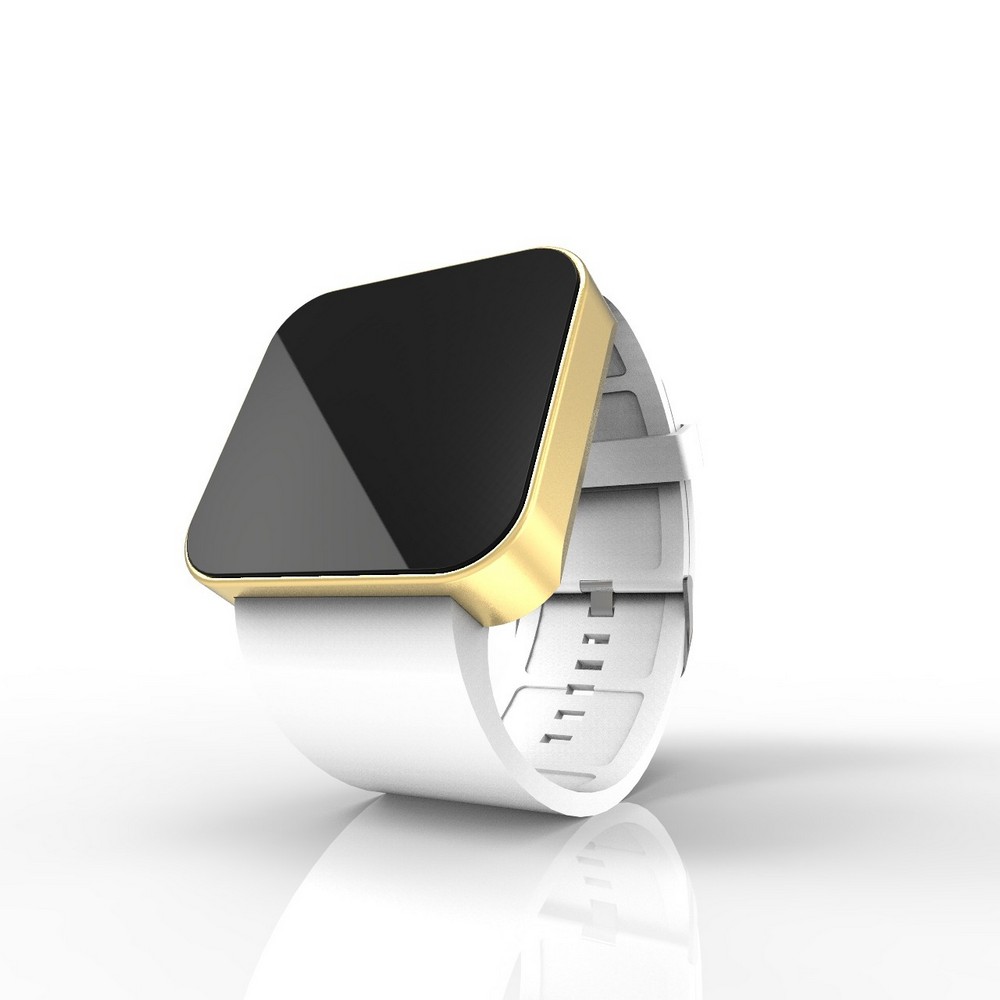 Cool Watch Saat - Gold Mat Dokunmatik Kasa - Beyaz Kayış Unisex