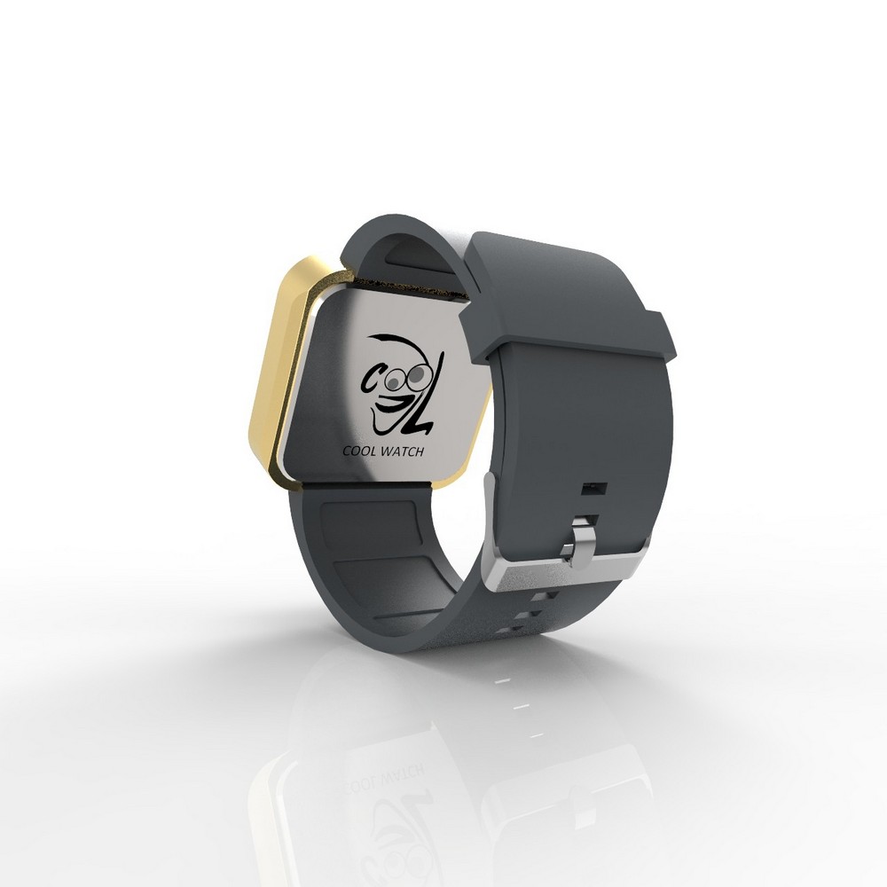 Cool Watch Saat - Gold Mat Dokunmatik Kasa - Gri Kayış Unisex